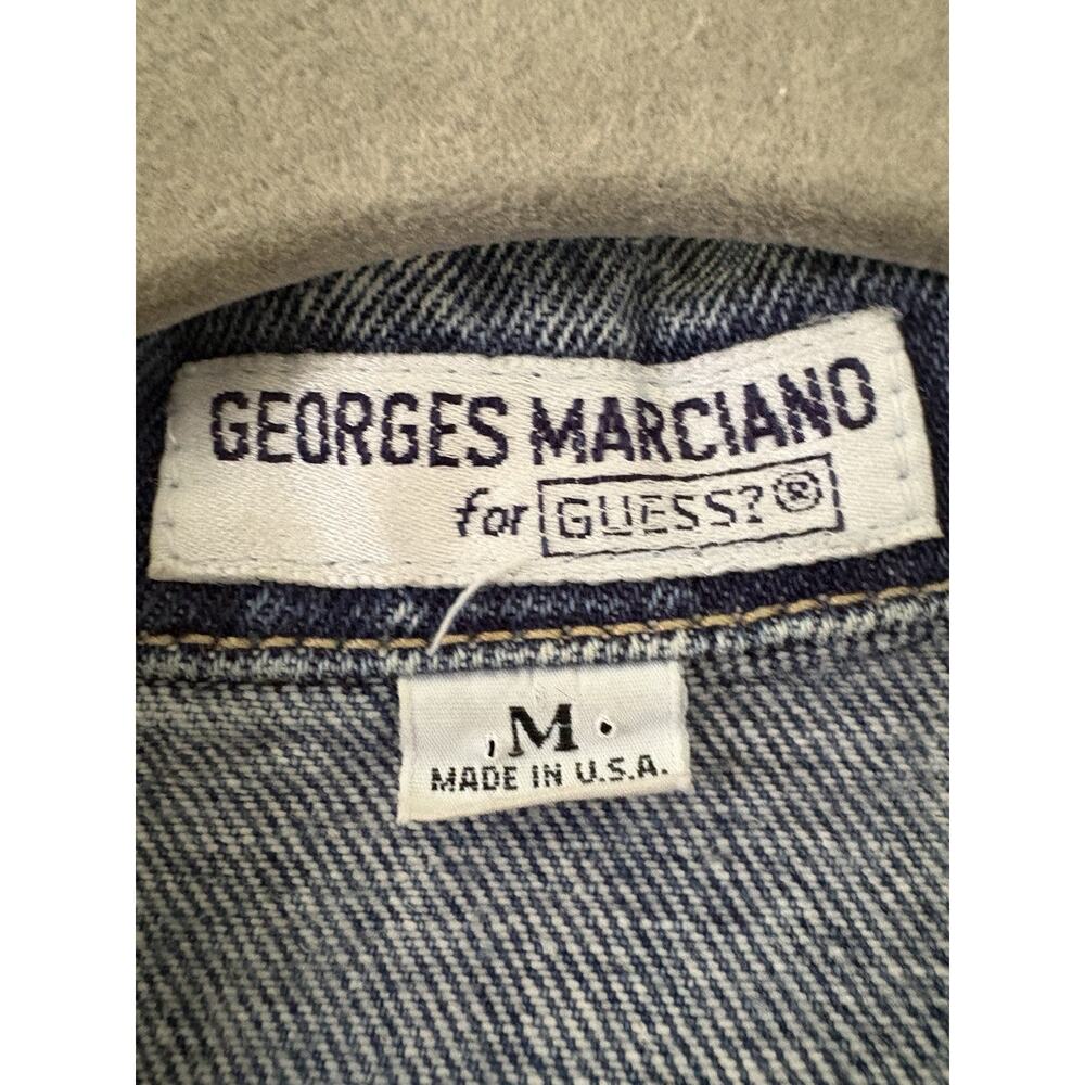 Vintage 80s GUESS By Georges Marciano Acid Wash Jean Jacket Medium Denim - Picture 6 of 12